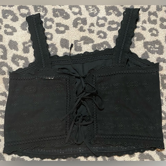 Abercrombie Linen Blend Tie-Back Square Neck Top - Picture 3 of 4